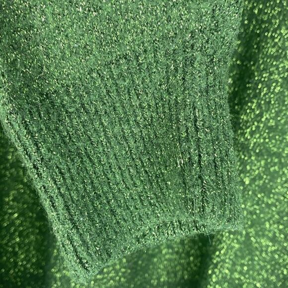 H&M Green Sparkle Crew Neck Long Sleeve Sweater Size Large - Picture 5 of 7